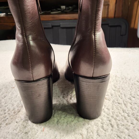 Schutz Mikki pointed-toe block-heel bootie in brown leather women's size 6.5B - Picture 5 of 7
